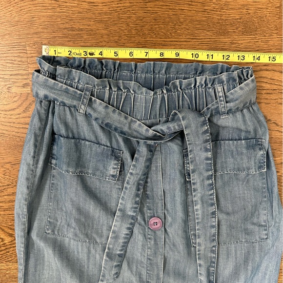 Pomodoro denim elastic waist chambray midi skirt size small - Picture 4 of 5